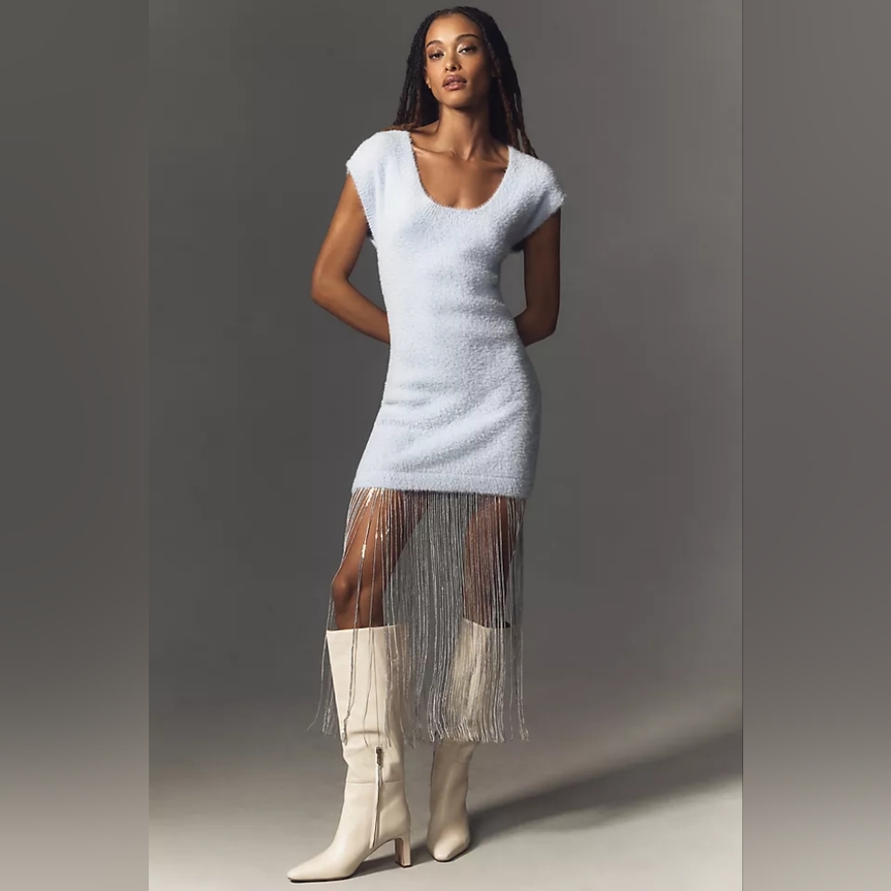 Anthropologie Fringe Trim Sweater Dress - Picture 1 of 4